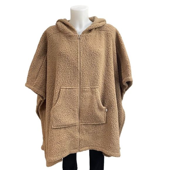 Koolaburra by UGG Cozy Sherpa Plush Tunic Lounger Amphora Tan full zip small - Picture 1 of 9